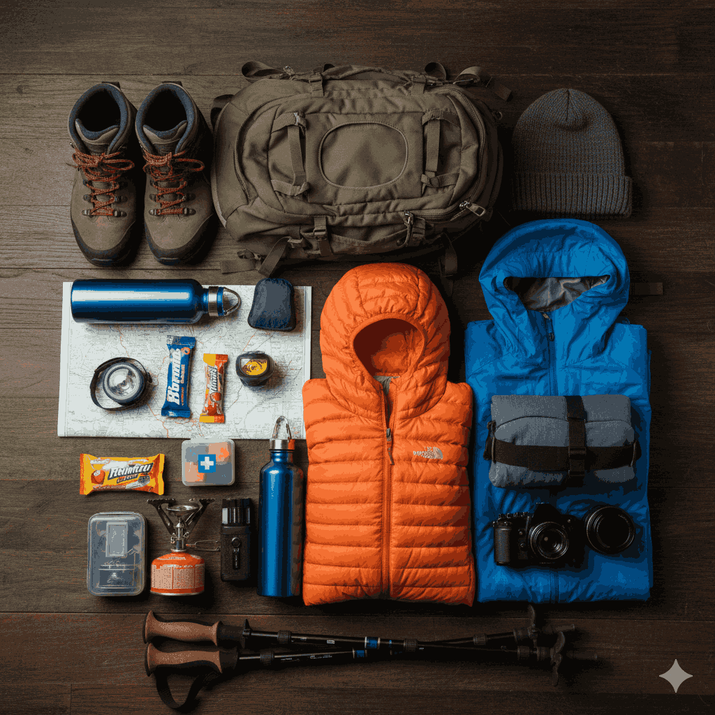 Basic trekking gear for the best trekking routes in Nepal for beginners