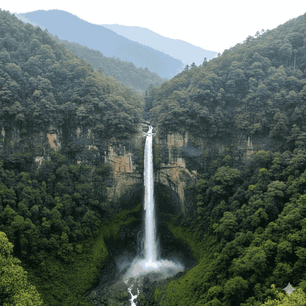 Hyatung waterfalls in Nepal: One of the highest waterfalls